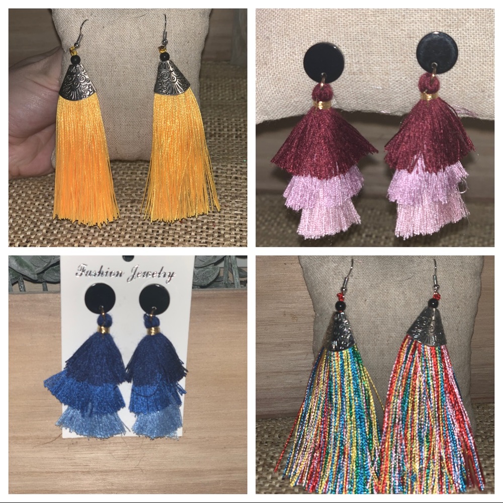 Set of 10 Fringe earrings all new